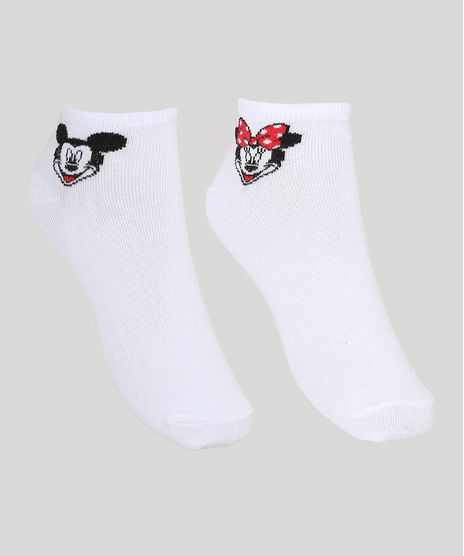 Kit-de-2-Meias-Femininas-Cano-Medio-Mickey-e-Minnie-Branco-9973652-Branco_1