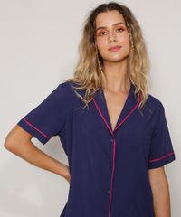 Pijama-Feminino-Camisa-com-Vivos-Manga-Curta-Azul-Marinho-9970141-Azul_Marinho_4