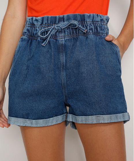 Short-Jeans-Feminino-Clochard-Cintura-Super-Alta-com-Barra-Dobrada-Azul-Escuro-9981700-Azul_Escuro_1