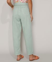 Calca-de-Sarja-Feminina-Baggy-Cintura-Super-Alta-com-Cinto-Verde-Claro-9981899-Verde_Claro_2