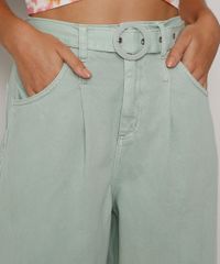 Calca-de-Sarja-Feminina-Baggy-Cintura-Super-Alta-com-Cinto-Verde-Claro-9981899-Verde_Claro_6