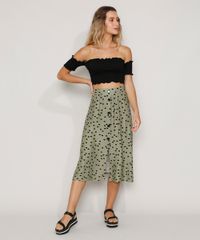 Saia-Feminina-Midi-Texturizada-Estampada-de-Poa-com-Botoes-Verde-9966738-Verde_3