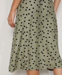 Saia-Feminina-Midi-Texturizada-Estampada-de-Poa-com-Botoes-Verde-9966738-Verde_4