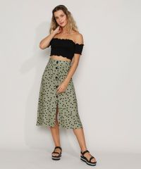 Saia-Feminina-Midi-Texturizada-Estampada-de-Poa-com-Botoes-Verde-9966738-Verde_5
