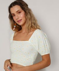 Blusa-Feminina-Cropped-Estampada-de-Margaridas-com-Lastex-Manga-Bufante-Decote-Reto-Verde-Claro-9970688-Verde_Claro_6
