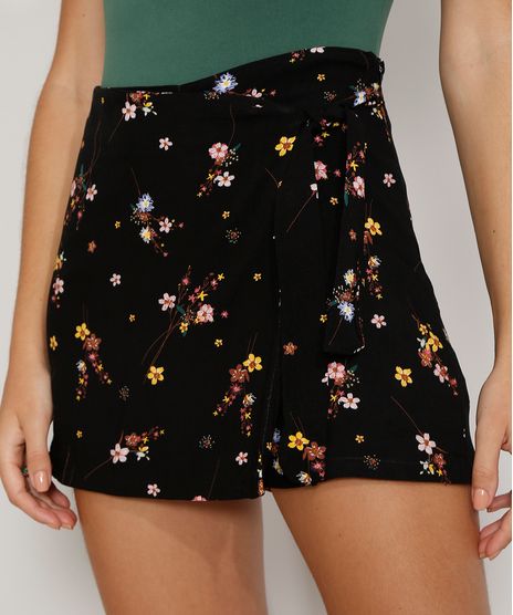 Short-Saia-Feminino-Cintura-Alta-Transpassado-Estampado-Floral-Preto-9969466-Preto_1