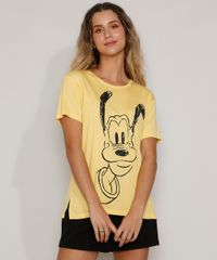 Camiseta-Feminina-Ampla-Pluto-Manga-Curta-Decote-Redondo-Amarela-9968806-Amarelo_1
