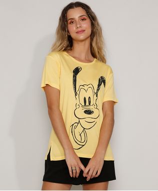 Camiseta-Feminina-Ampla-Pluto-Manga-Curta-Decote-Redondo-Amarela-9968806-Amarelo_1