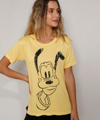 Camiseta-Feminina-Ampla-Pluto-Manga-Curta-Decote-Redondo-Amarela-9968806-Amarelo_2