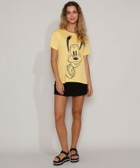 Camiseta-Feminina-Ampla-Pluto-Manga-Curta-Decote-Redondo-Amarela-9968806-Amarelo_3