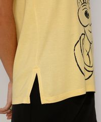 Camiseta-Feminina-Ampla-Pluto-Manga-Curta-Decote-Redondo-Amarela-9968806-Amarelo_5