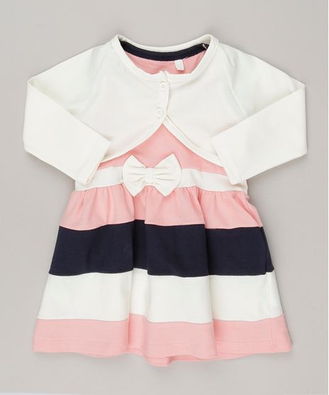 Vestido-com-recortes-e-laco---Bolero-Off-white-em-algodao---sustentavel--Rosa-9048217-Rosa_1