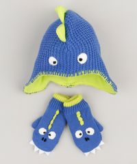 Kit-de-Gorro---Luva--Dinossauro--em-Trico-Azul-8872272-Azul_1