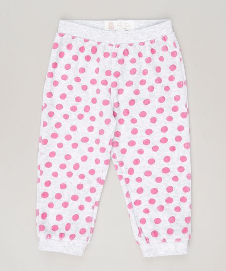 Calca-estampada-de-bolinhas-em-plush-de-algodao---sustentavel-Cinza-Mescla-8859401-Cinza_Mescla_1