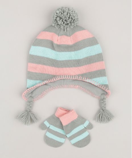 Kit-de-Gorro---Par-de-Luvas-em-Trico-Listrado-Cinza-8868157-Cinza_1