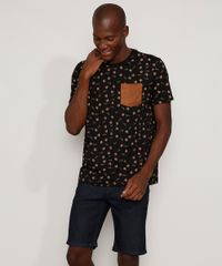Camiseta-Masculina-Estampada-Floral-com-Bolso-em-Suede-Manga-Curta-Gola-Careca-Preta-9966703-Preto_3