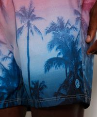 Short-Masculino-Estampado-de-Coqueiros-com-Degrade-e-Bolsos-Rosa-9975599-Rosa_2