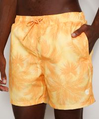 Short-Masculino-Estampado-de-Coqueiros-com-Cordao-e-Bolsos-Amarelo-9980284-Amarelo_1