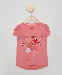 Blusa-Infantil-Flamingos-com-Paete-Manga-Curta--Coral-9968393-Coral_1