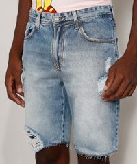 Bermuda-Jeans-Masculina-Slim-Destroyed-Marmorizada-Azul-Claro-9972479-Azul_Claro_1