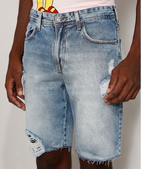 Bermuda-Jeans-Masculina-Slim-Destroyed-Marmorizada-Azul-Claro-9972479-Azul_Claro_1