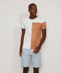 Camiseta-Masculina-Slim-com-Recorte-em-Suede-Manga-Curta-Gola-Careca-Cinza-Mescla-Claro-9970525-Cinza_Mescla_Claro_3