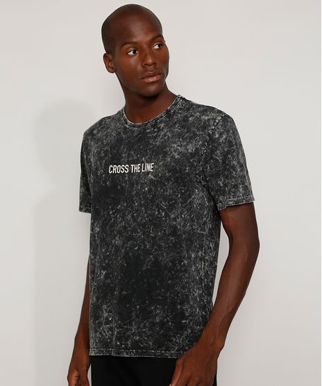 Camiseta-Masculina-Marmorizada--Cross-the-Line--Manga-Curta-Gola-Careca-Preta-9970577-Preto_1