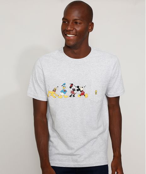 Camiseta-Masculina-Turma-do-Mickey-com-Bolso-Manga-Curta-Gola-Careca-Cinza-Mescla-Claro-9975509-Cinza_Mescla_Claro_1