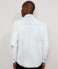 Camisa-Jeans-Masculina-Overshirt-Comfort-Destroyed-Marmorizada-Manga-Longa-Azul-Claro-9968744-Azul_Claro_4
