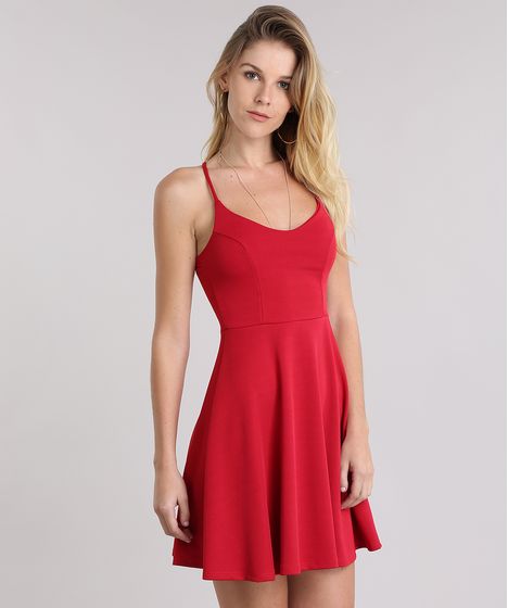 vestido evase vermelho
