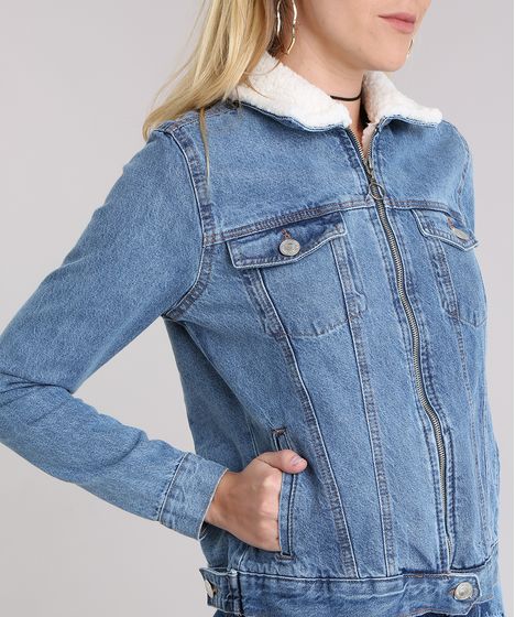 jaqueta jeans feminina com pelo por dentro