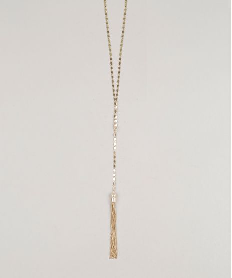 Colar-Longo-Texturizado-com-Tassel-Dourado-8839720-Dourado_1