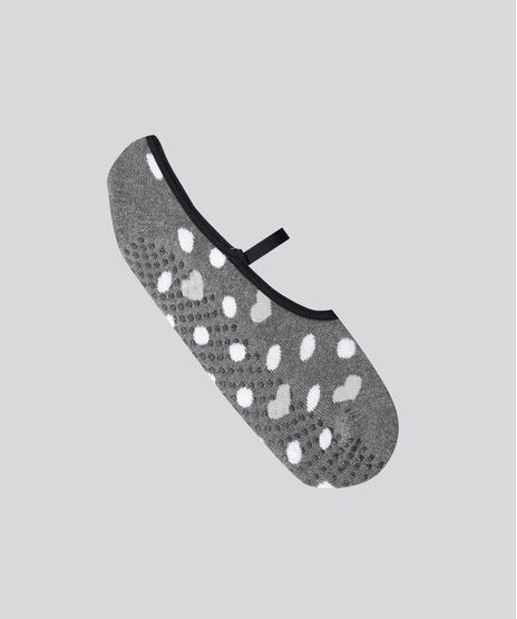 Meia-Sapatilha-Estampada-de-Poa-Cinza-Mescla-Escuro-9114915-Cinza_Mescla_Escuro_1