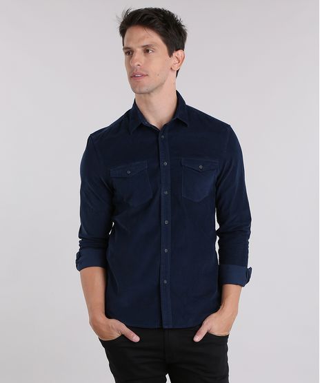 Camisa-Comfort-em-Veludo-Cotele-Azul-Marinho-8841853-Azul_Marinho_1