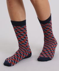 Meia-Estampada-Geometrica-Vermelha-9013561-Vermelho_2