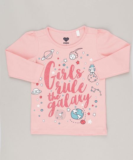 Blusa--Girls-Rule-The-Galaxy--com-Glitter-em-Algodao---Sustentavel-Rosa-9043777-Rosa_1