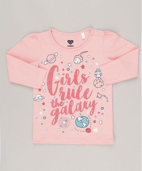 Blusa--Girls-Rule-The-Galaxy--com-Glitter-em-Algodao---Sustentavel-Rosa-9043777-Rosa_1