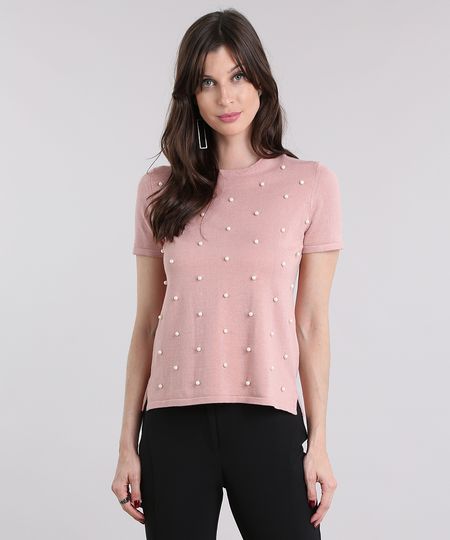 Blusa-Feminina-em-Trico-com-Bordado-Manga-Curta-Gola-Redonda-Rose-8874214-Rose_1 Blusa-Feminina-em-Trico-com-Bordado-Manga-Curta-Gola-Redonda-Rose-8874214-Rose_1