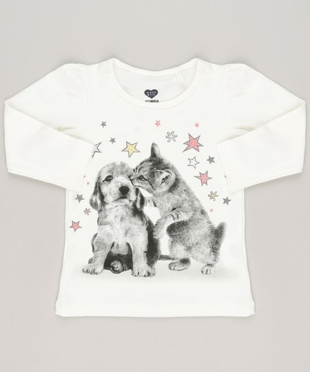 Blusa-Cachorro-e-Gato-com-Glitter-em-Algodao---Sustentavel-Off-White-9043770-Off_White_1