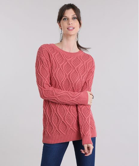 Sueter-Feminino-em-Trico-Manga-Longa-Gola-Redonda-Rosa-Escuro-8505392-Rosa_Escuro_1