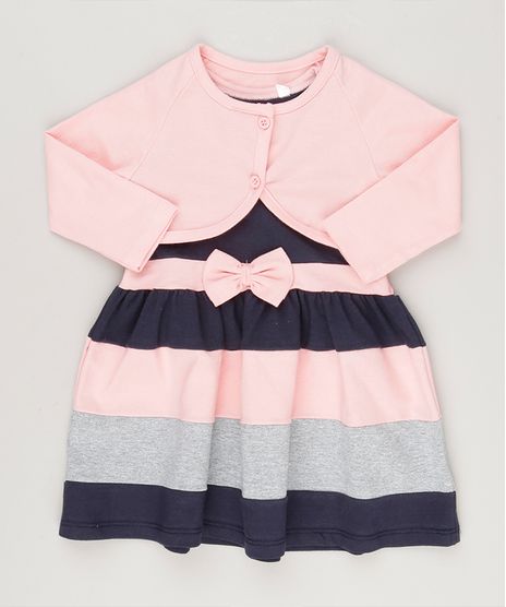 Vestido-com-Laco-Azul-Marinho---Bolero-em-Algodao---Sustentavel-Rosa-9048215-Rosa_1