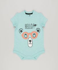 Body-Infantil-Urso-com-Oculos-Interativo-Manga-Curta-em-Algodao---Sustentavel-Verde-Claro-8880257-Verde_Claro_1