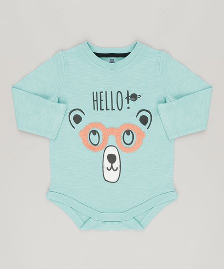 Body-Infantil-Urso-com-Oculos-Interativo-Manga-Longa-em-Algodao---Sustentavel-Verde-Claro-8880234-Verde_Claro_1