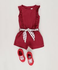Macaquinho-Infantil--com-Faixa-Xadrez-e-Babados-Sem-Manga-Vinho-9062166-Vinho_3