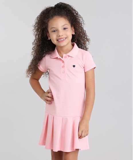 Vestido-Polo-Infantil--com-Bordado-Manga-Curta-em-Piquet-com-Pregas-Rosa-Claro-9014167-Rosa_Claro_1