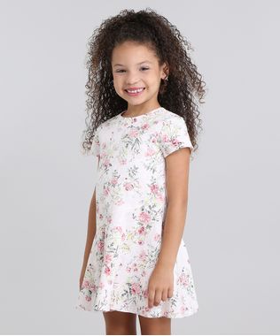 Vestido-Infantil--Estampado-Floral-em-Jacquard-Manga-Curta-Rosa-Claro-8821839-Rosa_Claro_1