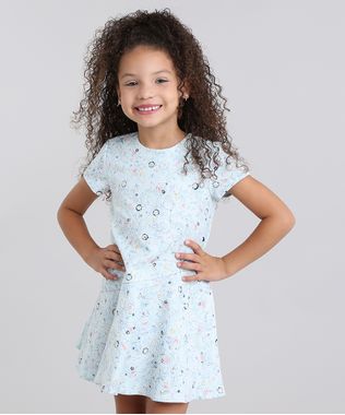 Vestido-Infantil--Estampado-Floral-em-Jacquard-Manga-Curta-Azul-Claro-8821832-Azul_Claro_1