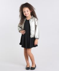 Vestido-Infantil--com-Recorte-em-Jacquard-Manga-Curta-Preto-9041147-Preto_3