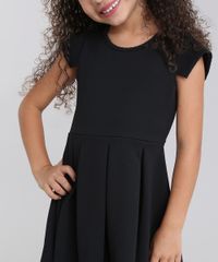 Vestido-Infantil--com-Recorte-em-Jacquard-Manga-Curta-Preto-9041147-Preto_4