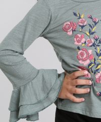 Blusa-Infantil-com-Estampa-Floral-e-Babados-Manga-Longa-em-Algodao---Sustentavel-Verde-Militar-9101546-Verde_Militar_4